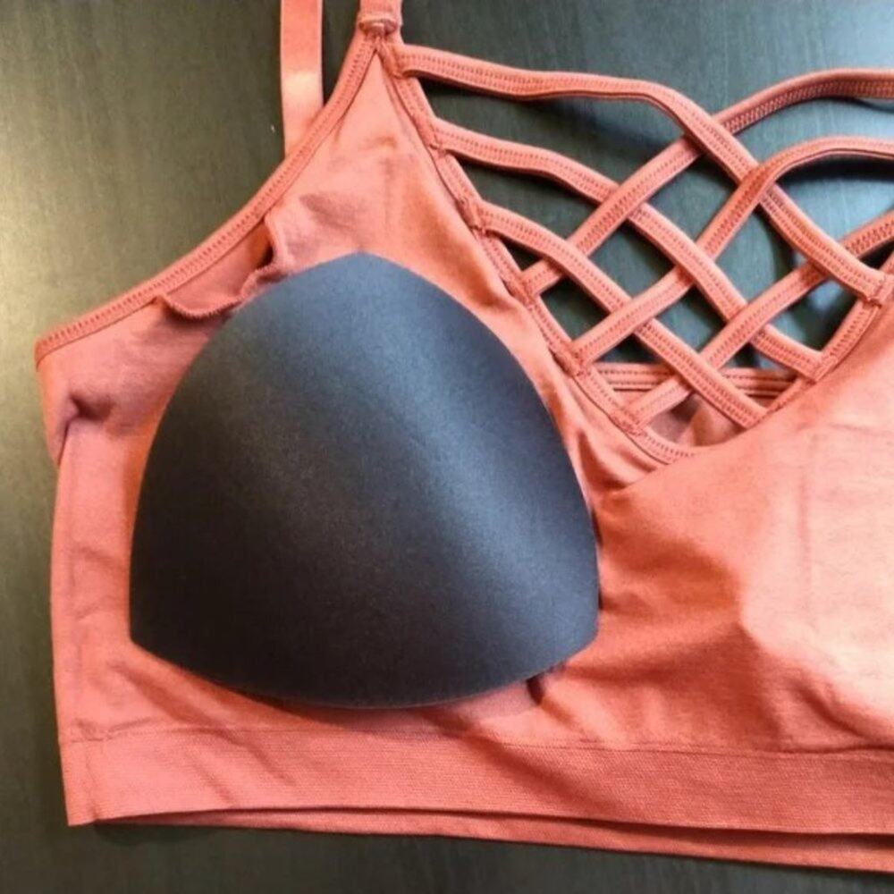 Zenana S/M Bright Pink Front V Lattice Bralette + bra padding adjustable straps - Picture 9 of 15